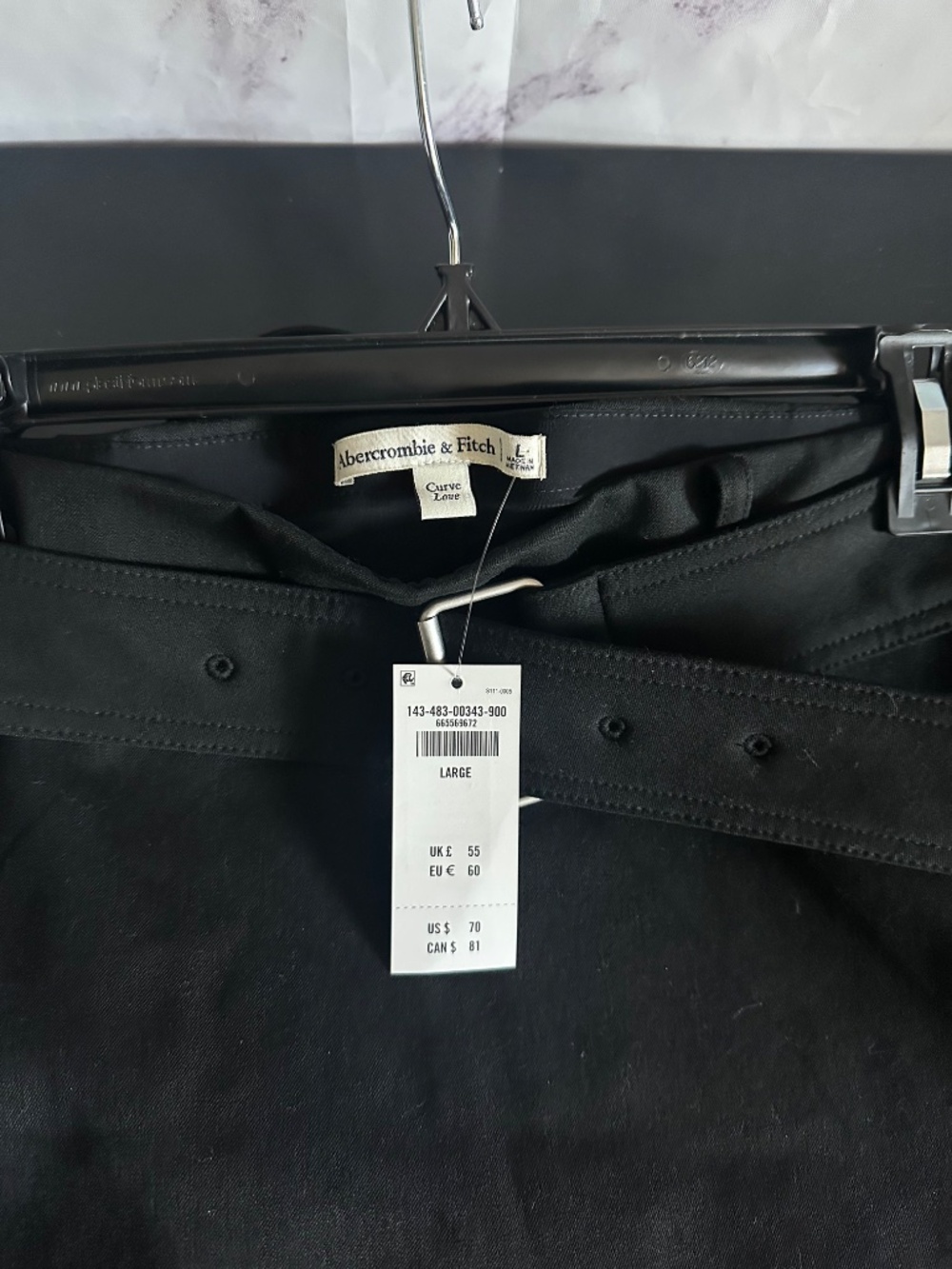 ABERCROMBIE & FITCH BLACK BELTED MINI SKIRT/SKORT - CURVE LOVE WOMENS LARGE NWT - Picture 7 of 9